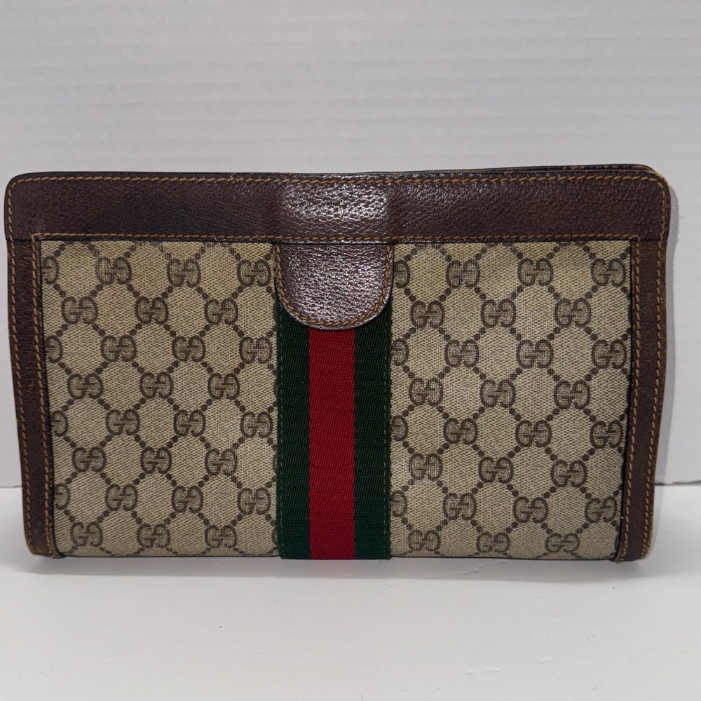 Vintage Gucci Clutch Bag  Brown PVC - Picture 2 of 15